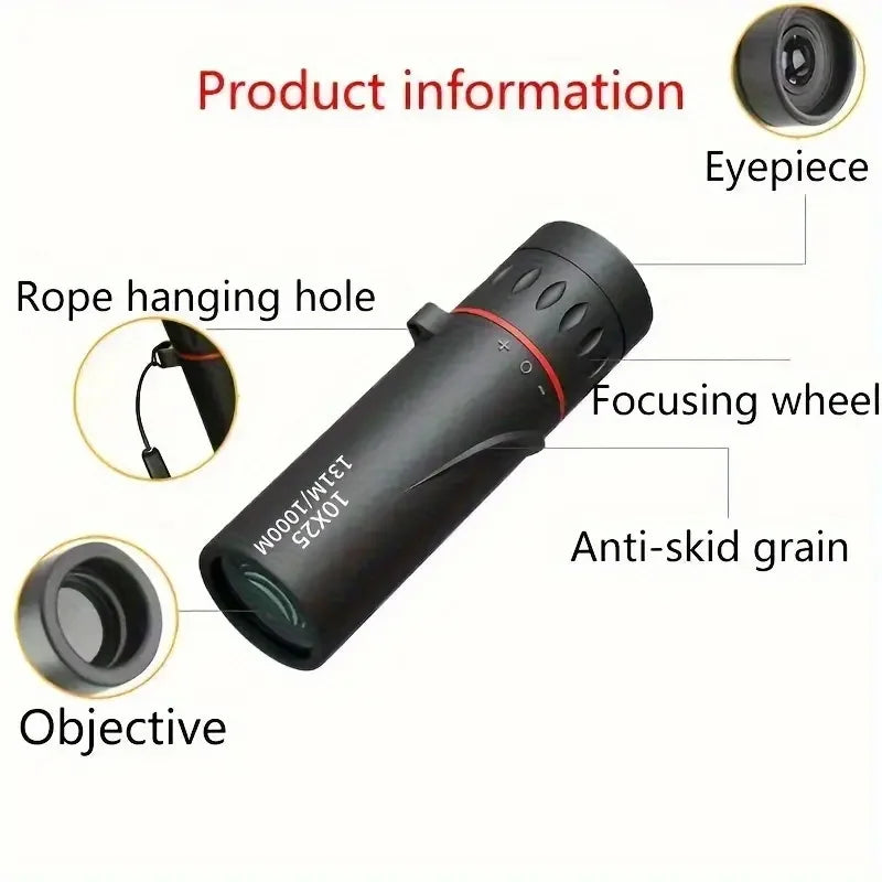30x25 HD Monocular Telescope Mini Portable Telescope Optics Scope Bird Watching Hunting For Outdoor Camping Hunting Telescope