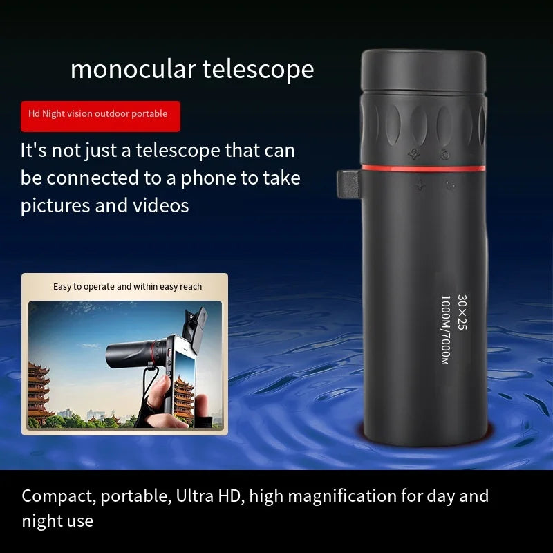 GT Pocket Monocular 30x25 HD Zoom with Smartphone Adapter